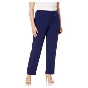NWT Anne Klein Navy Double Weave Straight Leg Pants in Eclipse Sz. 24W